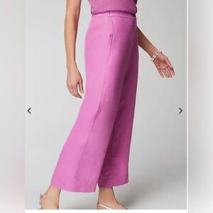 J. Jill Women’s 100% Linen Wildorchid Wide Leg Ankle Crop Pants Size Medium